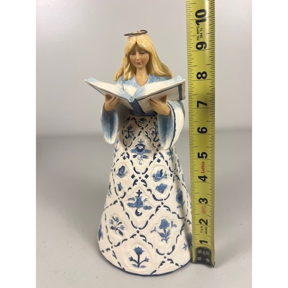 Jim Shore Heartwood Creek Singing Angel Figurine Blue White No Wings 2003 - Picture 9 of 11